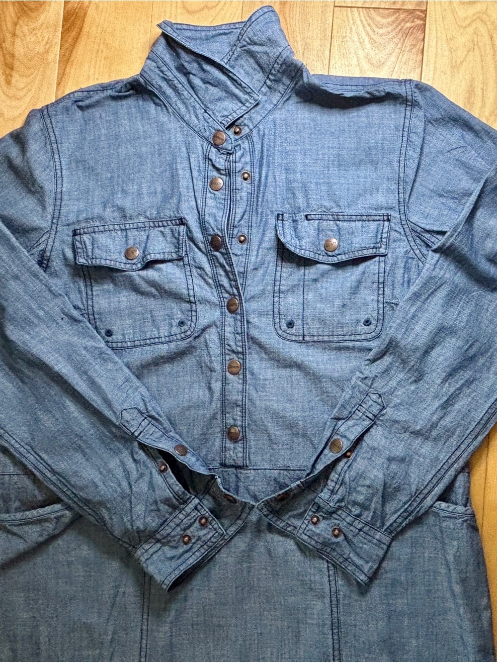 Duluth Trading Co Blue Denim Maxi Dress